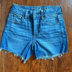 American Eagle Outfitters Frayed Hem Blue Jean Shorts